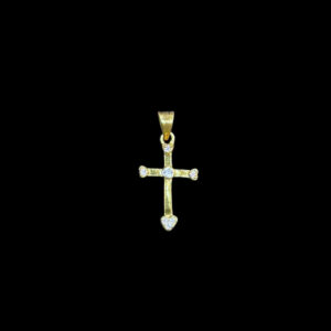 Dainty Gold & Diamond Heart Cross Pendant
