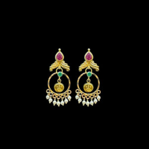 Divine Lakshmi Coin Ruby Chandbali Earrings