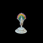 Whimsical Silver Enamel Peacock Kumkum Stand