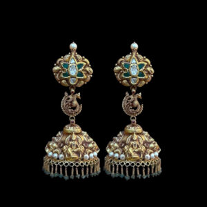 Divine Lakshmi Antique Gold Jhumka Earrings