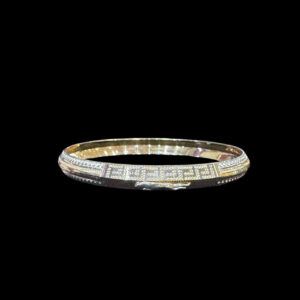 Elegant Greek Key Rose Gold Diamond Bangle