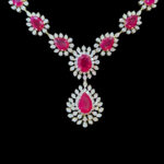 Regal Ruby & Diamond Floral Drop Necklace