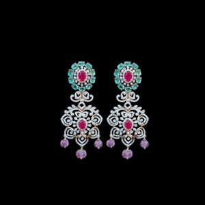 Regal Ruby & Emerald Diamond Chandelier Earrings II