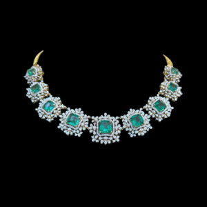 Regal Emerald & Diamond Statement Necklace