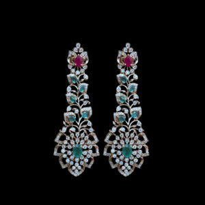 Ethereal Emerald & Ruby Diamond Drop Earrings