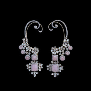 Ethereal Rose Quartz & Diamond Ear Cuffs