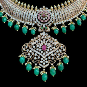 Grand Diamond & Emerald Bridal Choker Necklace