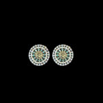 Regal Peacock Emerald & Diamond Stud Earrings