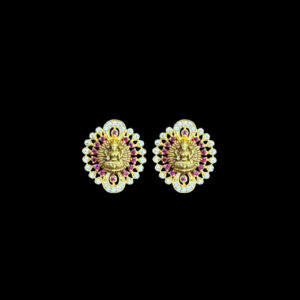 Divine Lakshmi Ruby & Diamond Stud Earrings