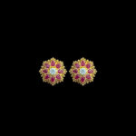 Ornate Ruby & Diamond Antique Stud Earrings