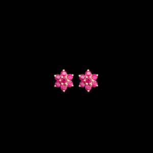 Dainty Ruby Gold Flower Stud Earrings