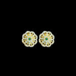 Graceful Emerald & Diamond Blossom Stud Earrings