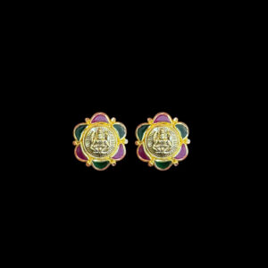 Divine Lakshmi Ruby & Emerald Stud Earrings