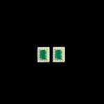 Majestic Emerald & Diamond Halo Stud Earrings