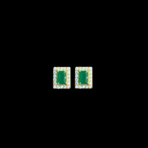 Majestic Emerald & Diamond Halo Stud Earrings