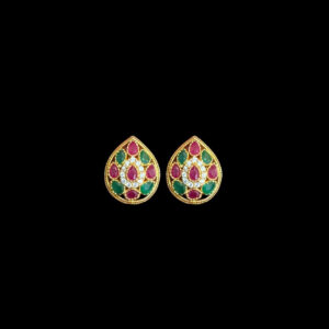 Regal Ruby & Emerald Teardrop Stud Earrings