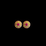 Classic Ruby Antique Gold Round Stud Earrings