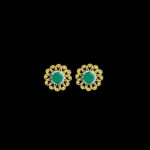 Elegant Emerald Gold Filigree Stud Earrings