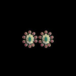 Ornate Ruby & Emerald Floral Stud Earrings