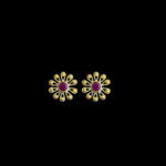 Dainty Ruby Gold Daisy Stud Earrings