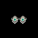 Regal Emerald & Diamond Crown Stud Earrings