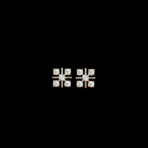 Dainty Diamond Cross Square Stud Earrings