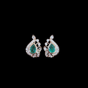 Ethereal Emerald & Diamond Paisley Stud Earrings