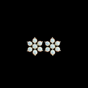 Radiant Rose Gold & Diamond Floral Stud Earrings