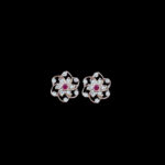 Whimsical Ruby & Diamond Pinwheel Stud Earrings