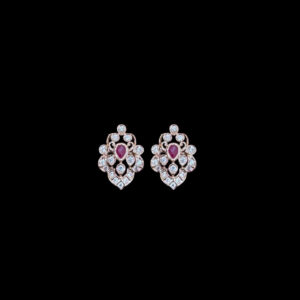 Graceful Ruby & Diamond Stud Earrings Pair