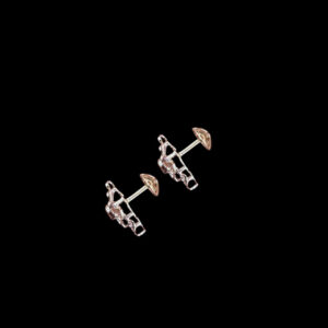 Graceful Ruby & Diamond Stud Earrings Pair