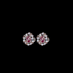 Radiant Ruby & Diamond Swirl Stud Earrings