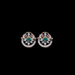 Graceful Emerald & Ruby Peacock Stud Earrings