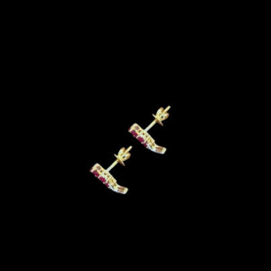 Radiant Ruby & Diamond Floral Stud Earrings