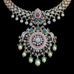 Regal Peacock Diamond & Ruby Bridal Necklace
