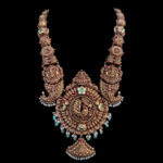 Majestic Lakshmi Peacock Antique Gold Long Haram