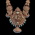 Majestic Lakshmi Peacock Antique Gold Long Haram