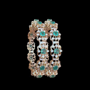 Radiant Emerald & Diamond Bangles Pair