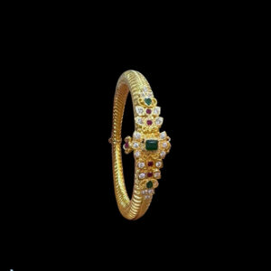 Regal Emerald & Ruby Gold Kada Bangle