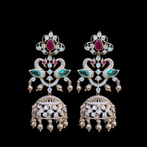 Regal Ruby & Emerald Diamond Jhumka Earrings II
