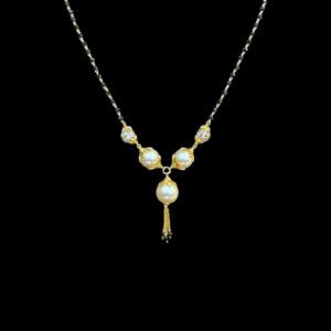 Elegant Pearl & Black Bead Mangalsutra with Tassel