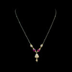 Elegant Ruby & Diamond Jhumka Black Bead Mangalsutra