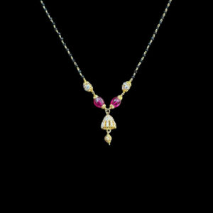 Elegant Ruby & Diamond Jhumka Black Bead Mangalsutra