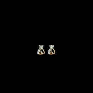 Dainty Heart Drop Gold & Diamond Stud Earrings
