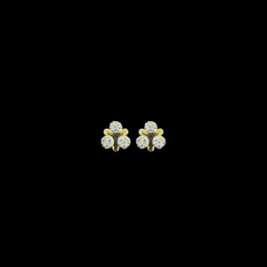 Dainty Trefoil Gold & Diamond Stud Earrings