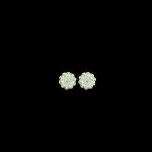 Ornate Gold & Diamond Double Halo Floral Stud Earrings