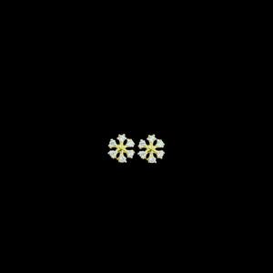 Graceful Snowflake Gold & Diamond Stud Earrings