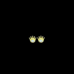 Playful Crown Gold & Diamond Stud Earrings