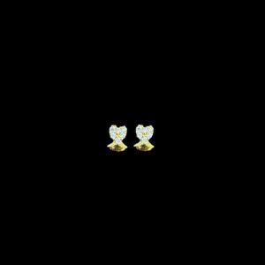 Dainty Heart Gold & Diamond Stud Earrings
