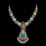 Divine Lakshmi Antique Gold Emerald Necklace
